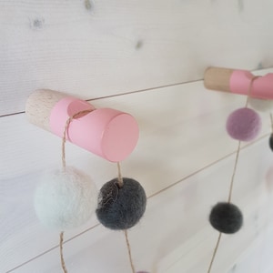 Wooden Wall Peg /Set Of 3 or 5/Wooden Coat Hook/Dowel Hanger/Coat Rack/Minimalistic Hangers/Beech Wood/Pink Hook