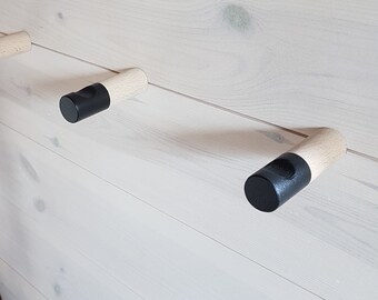 Black Wall Hook/Set Of 5/Wooden Towel Hook/ Modern Wooden Hook/Coat Rack/Minimalistic Hangers/Beech Wood/Home Decor/Kitchen Hook
