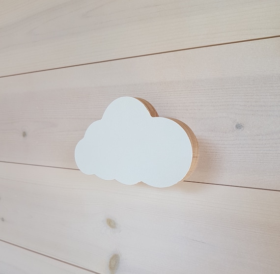 Wooden Hook, Wall Hooks, White Cloud Hook, Kids Clothes Hanger