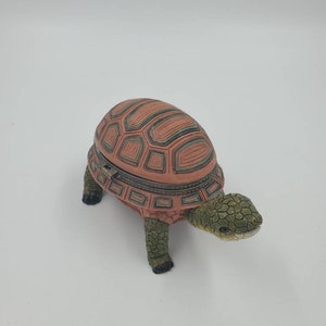 Vintage Ceramic Turtle Jewelry Trinket Box