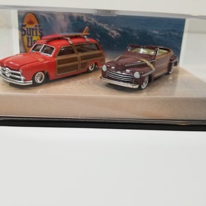 Vintage 1996 Hot Wheels Surfs Up 49 Ford Woody & 46 Ragtop Two Car Set