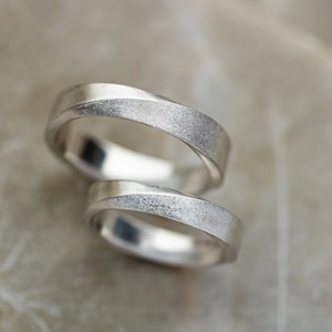 Hochzeit Band Set, Silber Möbius Rings Set, gedrehter Ehering, Verlobungsring, Hochzeit Band Silber