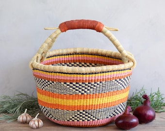 Medium Round Basket - Sophie - African Market Basket in Yellow