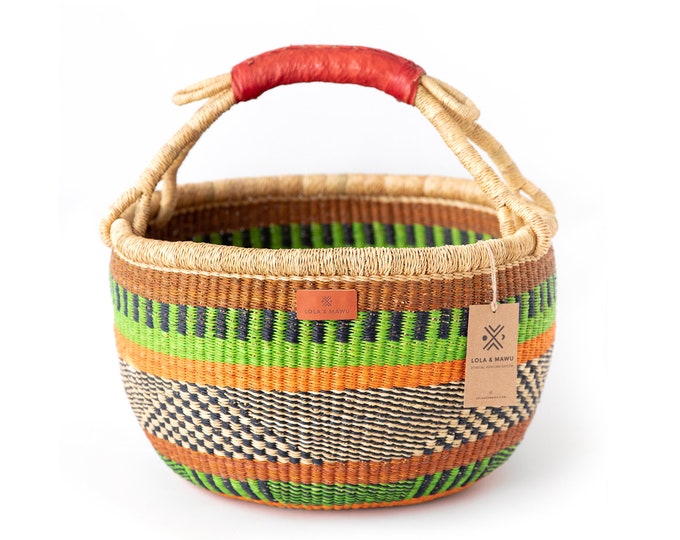 Extra Large Round Bolga Basket Bunga No. 2 Colourful Handwoven African