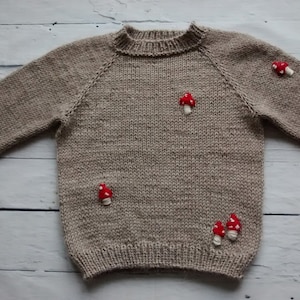 Children sweater, unisex sweater, alpaca sweater dark beige, with embroidery, handmade knitted sweater, boy, girl.1-1,5 years image 9