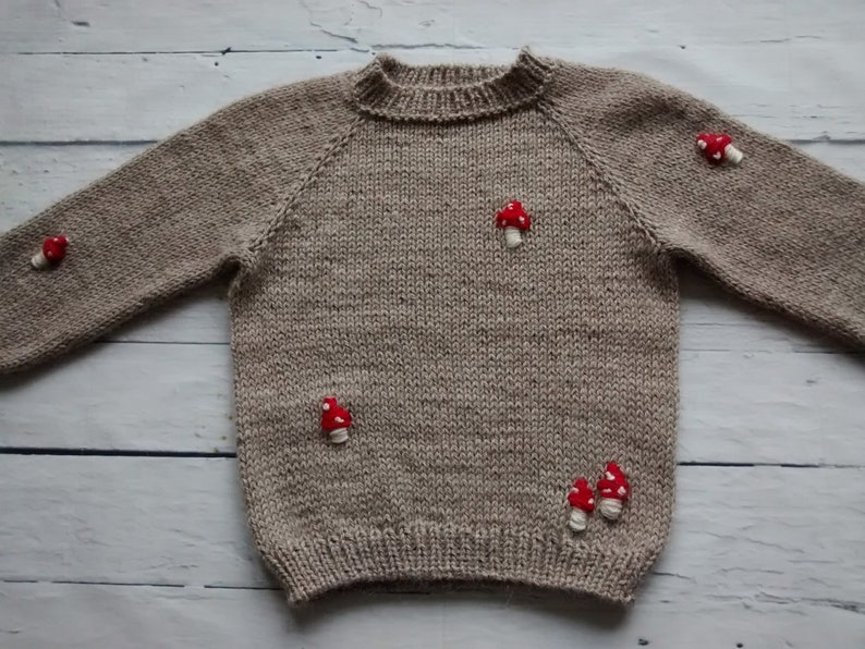 Children sweater, unisex sweater, alpaca sweater dark beige, with embroidery, handmade knitted sweater, boy, girl.1-1,5 years image 9