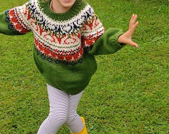 Children sweater, girl&#39;s sweater, unisex sweater, boy&#39;s sweater, fair isle jumper, lopapeysa