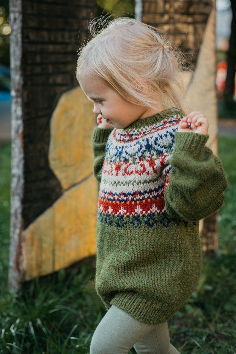 Children sweater, girl's sweater, unisex sweater, boy's sweater, fair isle jumper, lopapeysa image 4
