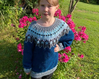 Children sweater, boy&#39;s, girl&#39;s sweater, unisex sweater, knitted children sweater, fair isle jumper, lopapeysa.
