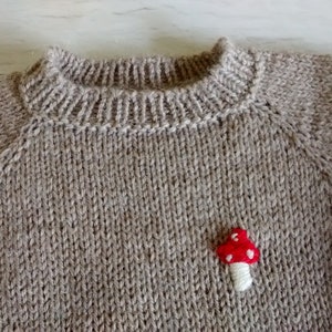Children sweater, unisex sweater, alpaca sweater dark beige, with embroidery, handmade knitted sweater, boy, girl.1-1,5 years image 7