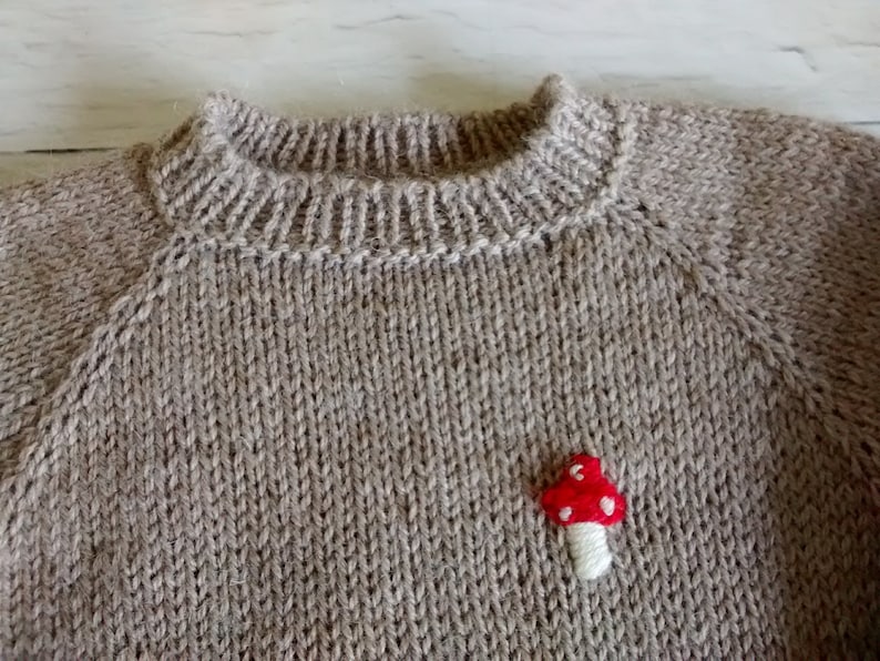 Children sweater, unisex sweater, alpaca sweater dark beige, with embroidery, handmade knitted sweater, boy, girl.1-1,5 years image 7