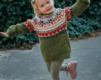 Children sweater, girl's sweater, unisex sweater, boy's sweater, fair isle jumper, lopapeysa