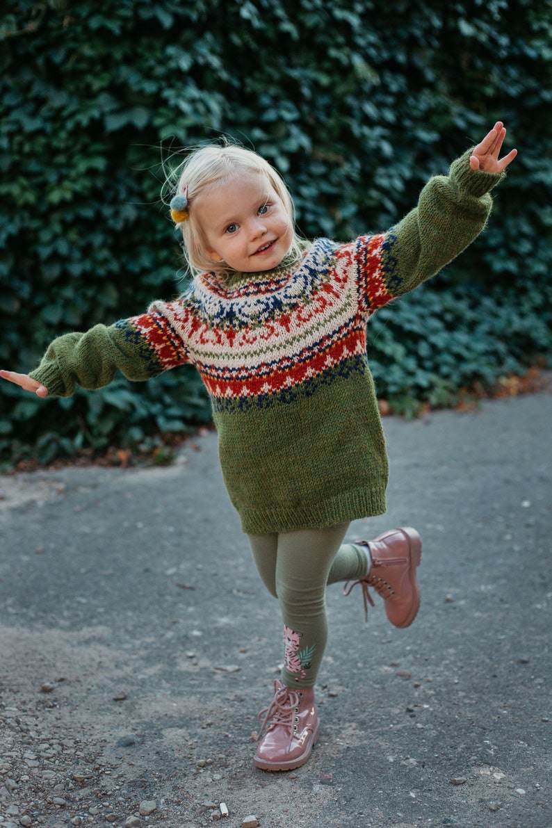 Children sweater, girl's sweater, unisex sweater, boy's sweater, fair isle jumper, lopapeysa image 1