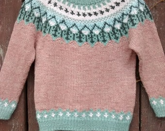 Kindertrui, jongens-, meisjestrui, unisex trui, gebreide kindertrui, fair isle trui, lopapeysa