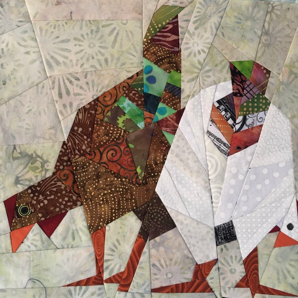 Bottoms up!  Paper pieced hens, chicken, block, quilting