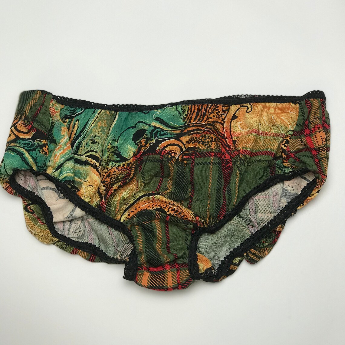 Green plaid & paisley design women panties. Romantic bohemian Etsy