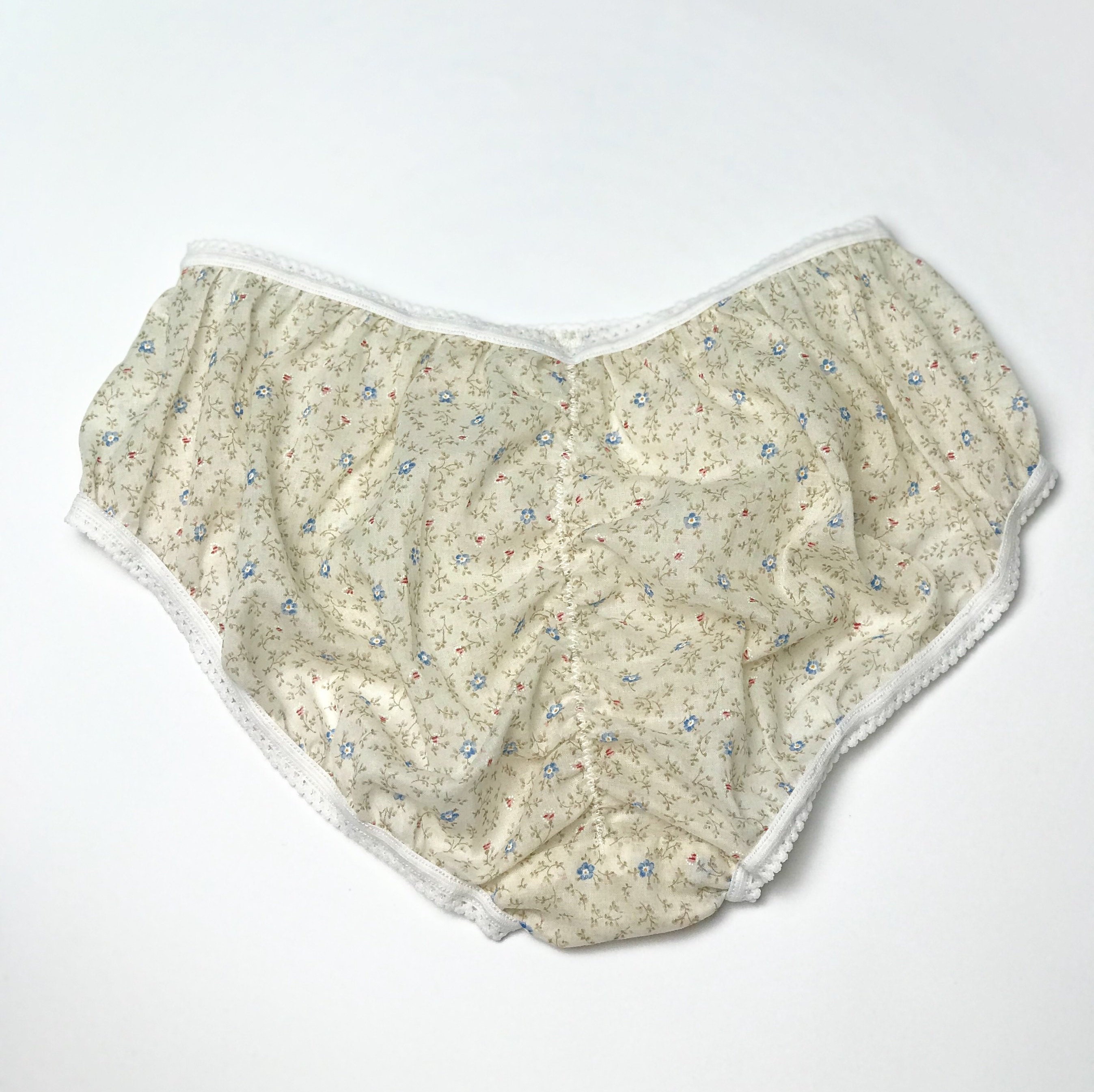 White Floral Design Puffy Panties. Cotton Eco Undies. Romantic Etsy