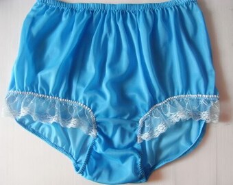 Granny blue panties | Etsy 17 kleur nieuwe witte pure nylon oma slipje slips hoge