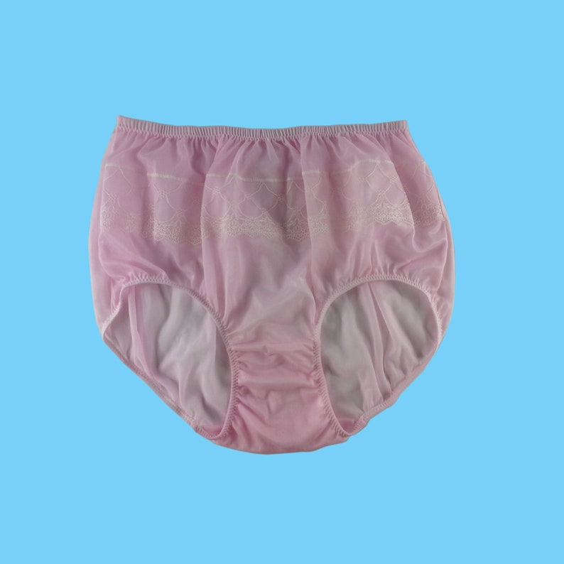 Fair Pink Vintage Granny Briefs Panties Sheer Nylon Panty DBL Gusset Knicker NEW