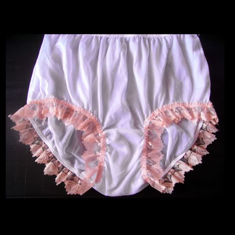 17 color Handmade White Vintage Granny Full Briefs Panties Women Sheer Nylon Knickers Undies Lingerie Orange Lacy Legs Lace Trimmed Panty