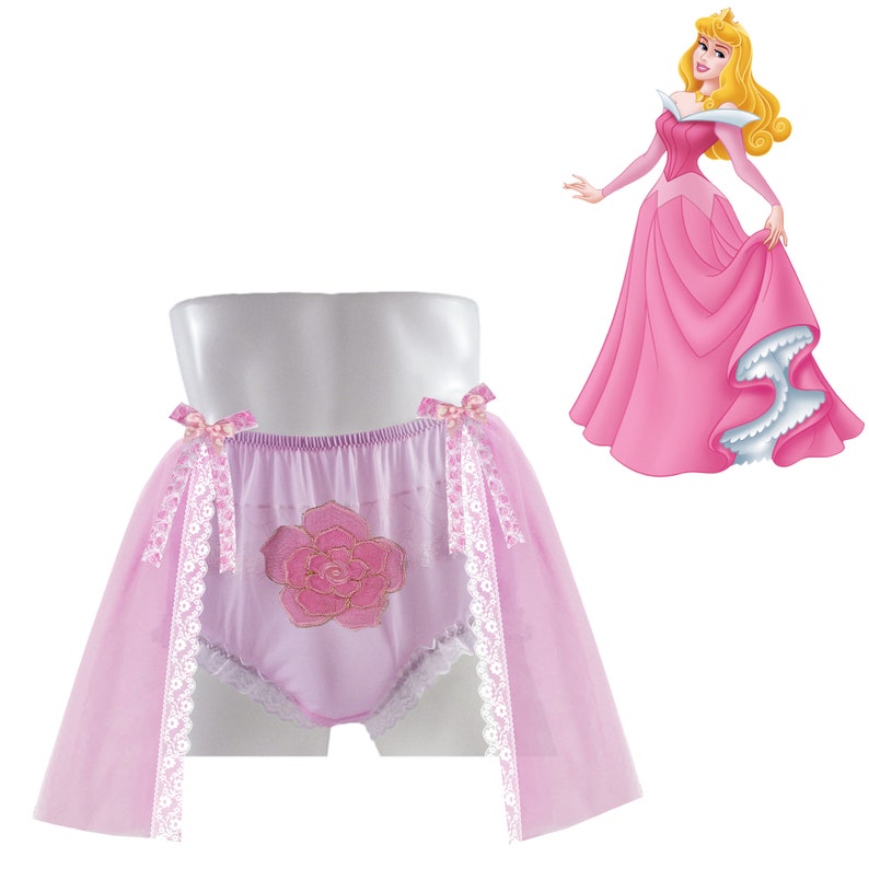 Selected 17 color NH28D10 Princess Aurora Style New Handmade Lingerie Pinup Nylon Panties Briefs Women Men Lacy Underwear Knickers Pink