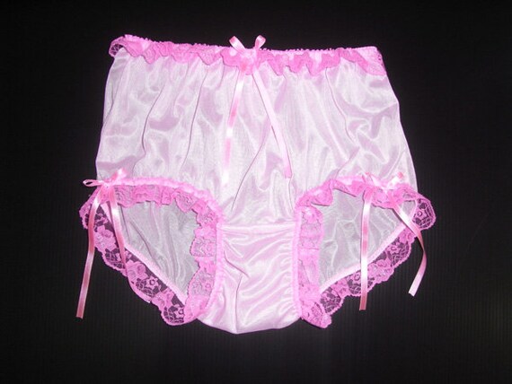 17 color Sissy New Pink Sheer Nylon Granny Panties Briefs Panty Pink Lace L...