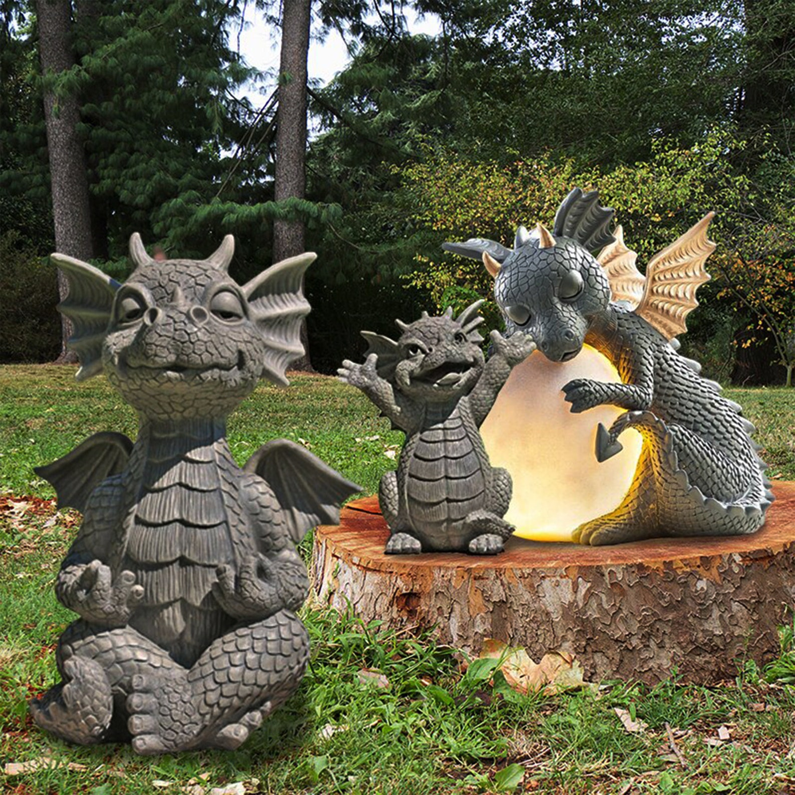 Glowing Baby Dragon Garden Sculpture Decoration Adorable Etsy