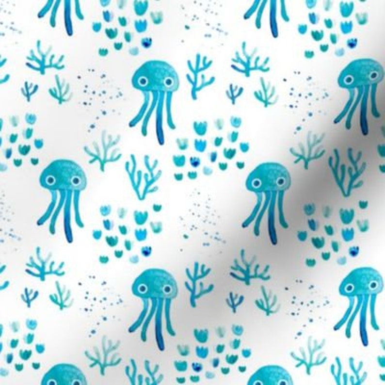 Organic Watercolor Jellyfish Nursery & Toddler Bedding Crib Etsy