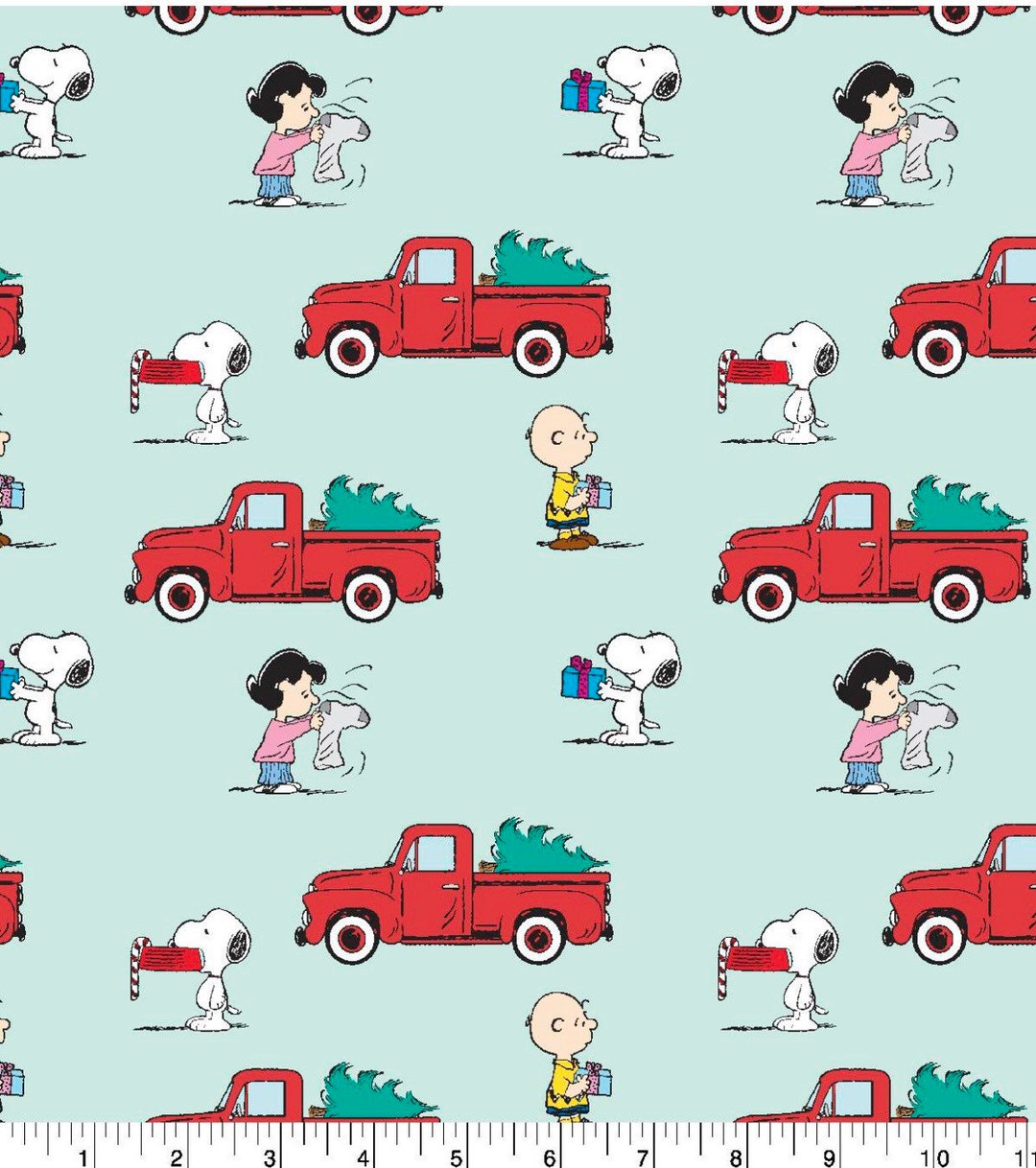 Peanuts Holiday Cotton Fabric by the Yard, Fabric, Lucy, Snoopy