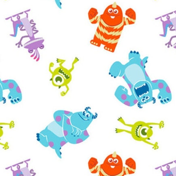 Monster's Inc Disney Pixar Cotton Fabric by the yard, fabric, cotton, masks, crafts, material, toddler, nursery, infant, boy, Sully, Mike