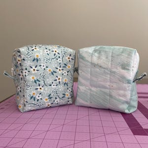 Floral Boxy Bag,  Abstract Boxy Bag, Makeup Bag, Snack Bag, Quilted Bag, Toiletry Bag, Craft Bag, Travel Bag, Accessory Bag