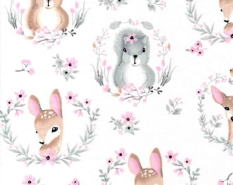 Hazel Nursery Collection Cotton Flannel Fabric by the yard, fabric, cotton, masks, crafts, material, toddler, nursery, girl, woodland