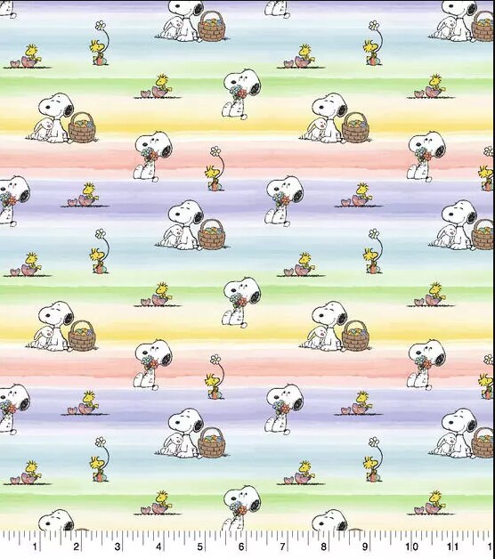 Snoopy Peanuts Easter Cotton Fabric by the yard, fabric, cotton, masks, crafts, material, toddler, girl, adult, teen, Disney, Hearts