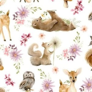Woodland Animals Organic Cotton Nursery & Toddler Bedding, Crib Sheet, Toddler Sheet,  Changing Pad Cover, Baby Blanket, Floral, Boy or Girl