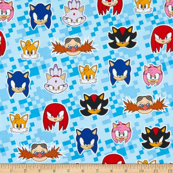 Sonic Hedgehog Cotton Fabric by the yard fabric cotton Etsy