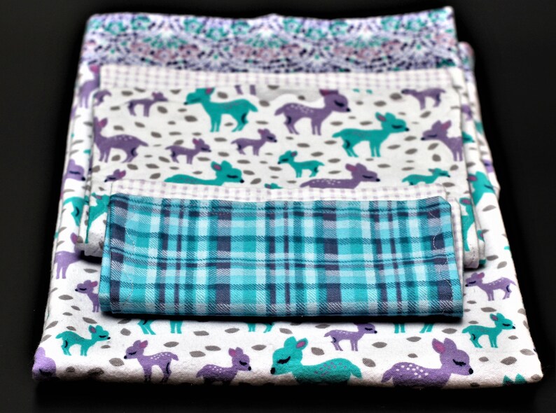 Deer woodland themed shower fawn 5 Piece Baby Girl Gift Set Nursery Burp Cloths Baby Bedding Washcloths