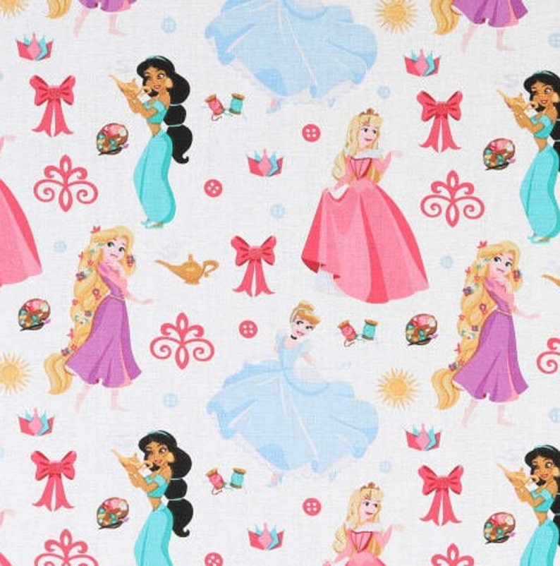 Princess Material Disney Princesses Cotton Fabric by the Yard, Fabric, Cotton, Masks ...