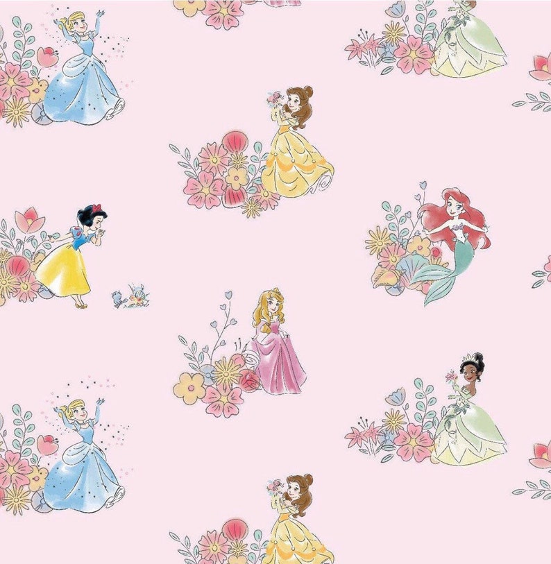 Disney Princesses Cotton Fabric by the Yard Fabric Cotton | Etsy