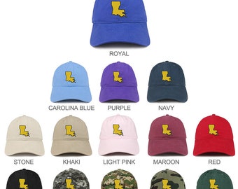 Stitchfy Louisiana State mappa ricamato cotone non strutturato papà cappello