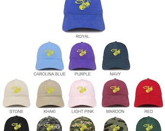 Stitchfy Yellow Jacket Bee Embroidered Unstructured Cotton Dad Hat