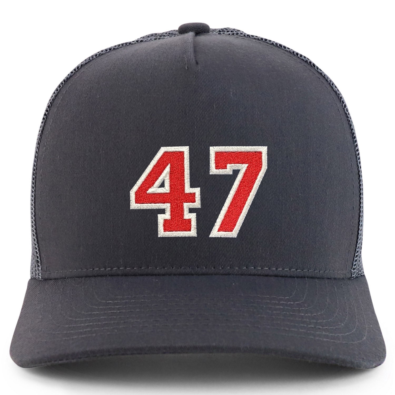 Stitchfy Number 47 Varsity Font Embroidered 5 Panel Structured Snapback ...