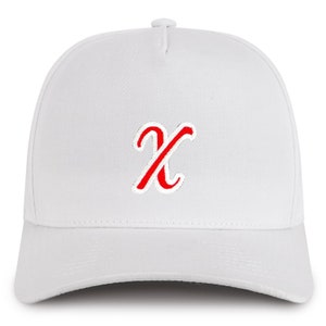 Stitchfy Bokstaven X Script Outline 5 Panel Structured Snapback Baseball Cap (SF- TXT3810-NIS-GNV-007)