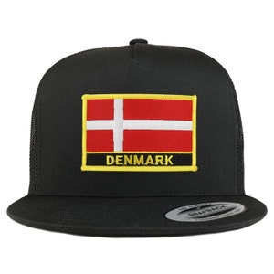 Stitchfy Denmark Flag 5 Panel Flatbill Trucker Mesh Cap