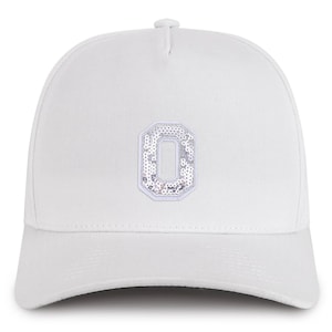 Gorra de béisbol de algodón de 5 paneles con parche de lentejuelas y letra O de Stitchfy (SF-AP0316-NIS-GNV-007)