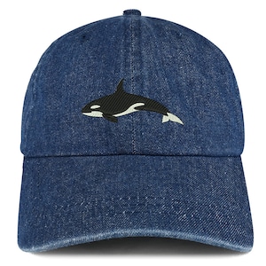 Stitchfy Orca Killer Whale Embroidered 100% Cotton Denim Cap Dad Hat (SF-LOG027-MGC-7610)