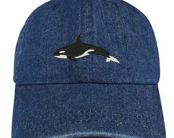 Stitchfy Orca Killer Whale Embroidered 100% Cotton Denim Cap Dad Hat (SF-LOG027-MGC-7610)