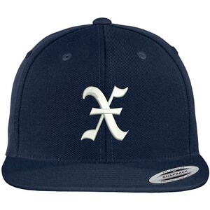 Trendy Apparel Shop 'The King' Old English Snapback Hat - Embroidered Flat Bill, Flexfit