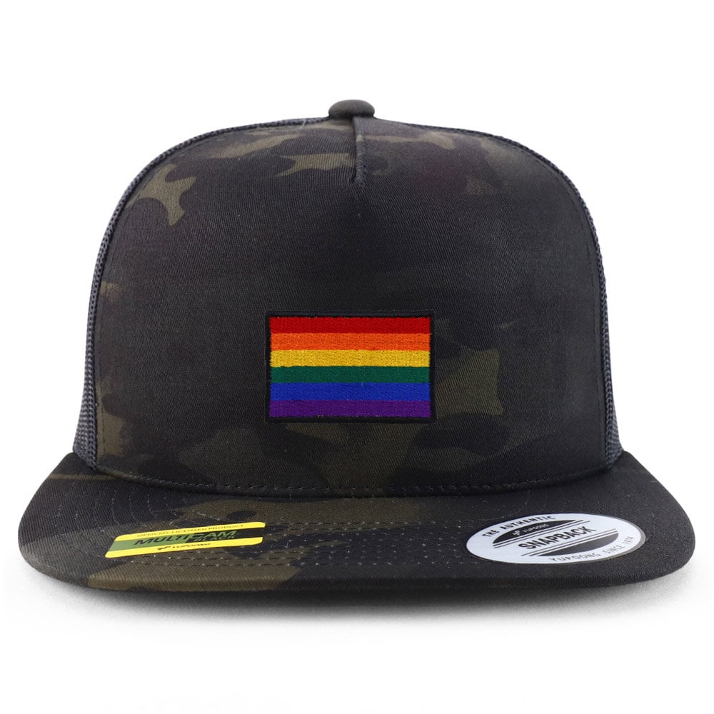 Stitchfy Gay Pride Flag 5 Panel Flat Bill Trucker Mesh Baseball Cap (SF ...