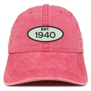 Stitchfy Established 1940 Birthday Embroidered Pigment Dyed Washed Baseball Cap (SF-ESTLOG1940-MGC-7601)