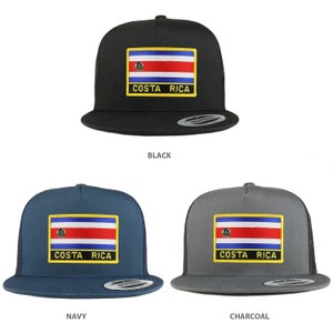 Stitchfy Costa Rica Flag 5 Panel Flatbill Trucker Mesh Snapback Cap
